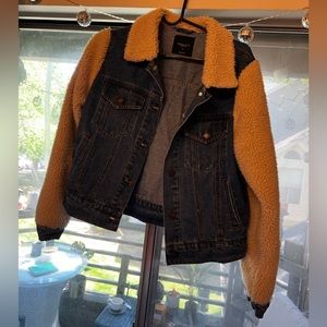 Fuzzy denim jacket
